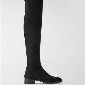 Zara black flat heeled over the knee boots